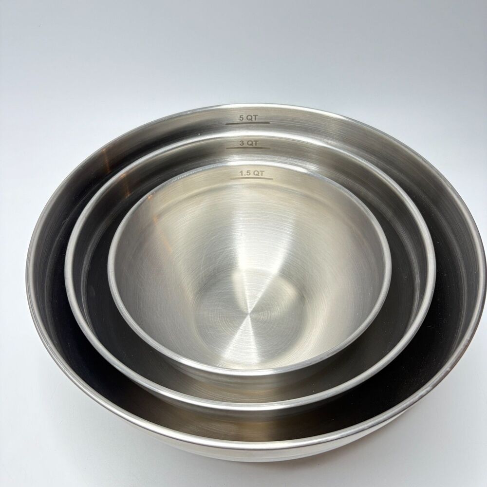 FIGMENT  3 Piece Mixing Bowl Set  Non Slip Dishwasher Safe 1.5, 3, 5 Qt